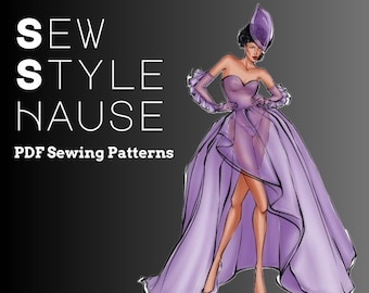 Asymmetrical Pleated Ball Gown Skirt PDF Sewing Pattern