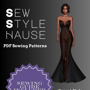 Corset Style Sweetheart Top Mermaid Gown PDF Sew Pattern