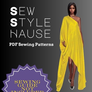 One Shoulder High/Low Kaftan Dress PDF Sewing Pattern