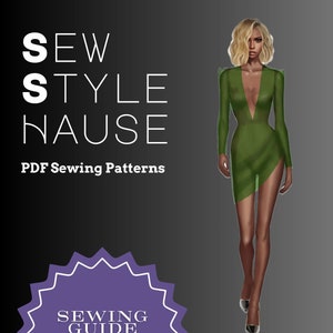 Mini Dress Deep V-Cut Cross Front Skirt PDF Sewing Pattern