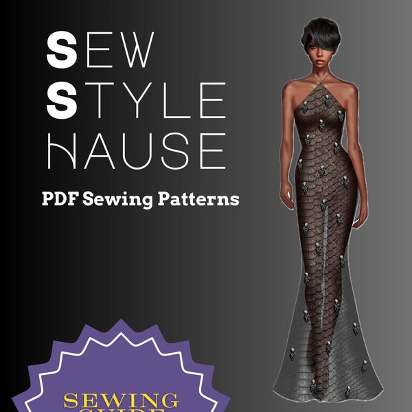 Halter Neck Tie A-line Gown/Dress PDF Sewing Pattern