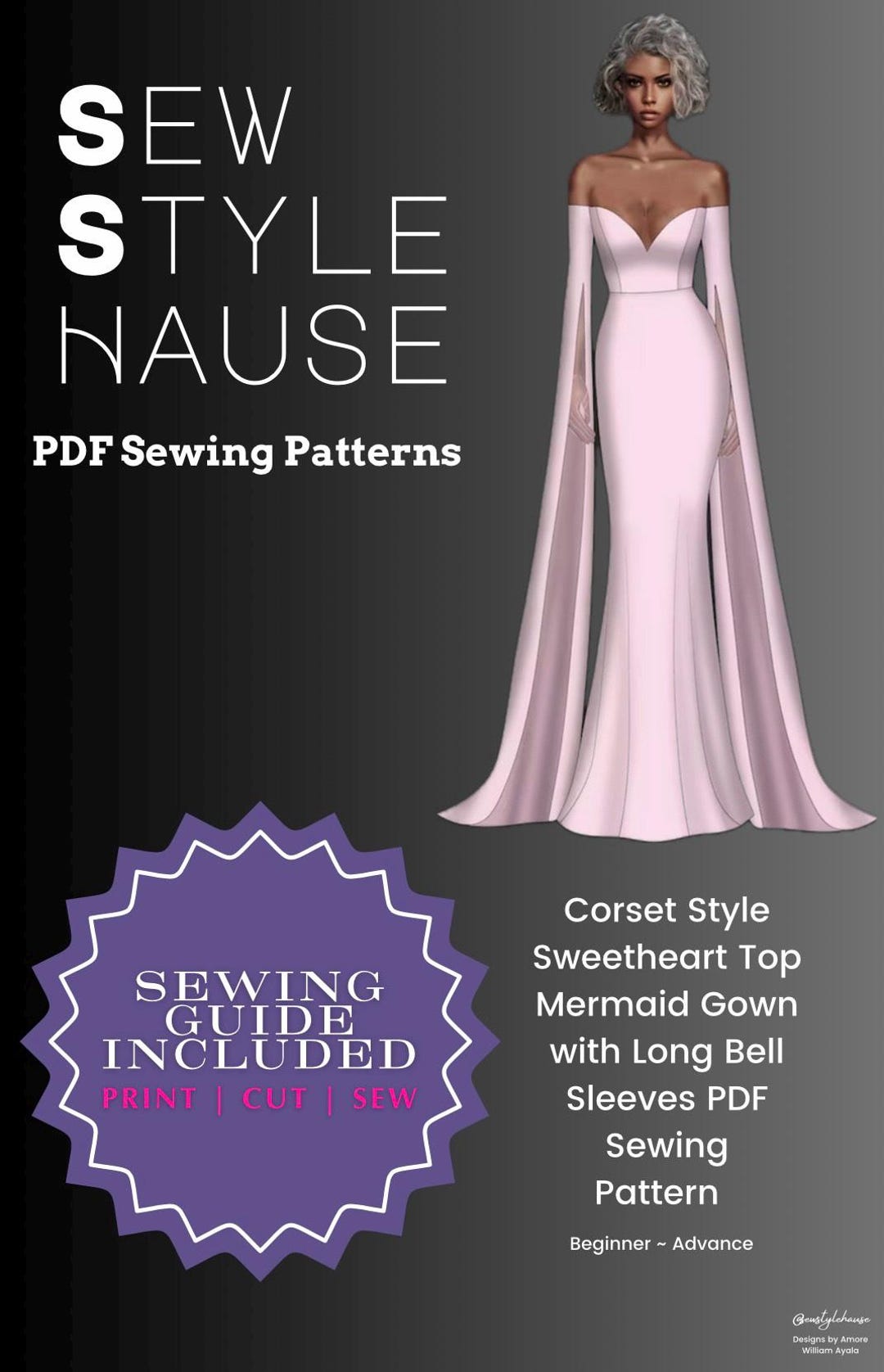 Plus Velvet Mermaid Gown with Sweetheart Neckline, Long Sleeves and Sequins Embroidery