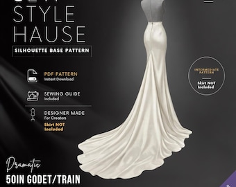 Dramatic 50in Train/Godet Dress Attachment PDF Sewing Pattern