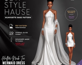 Halter Neck Tie A-line Gown/Dress PDF Sewing Pattern