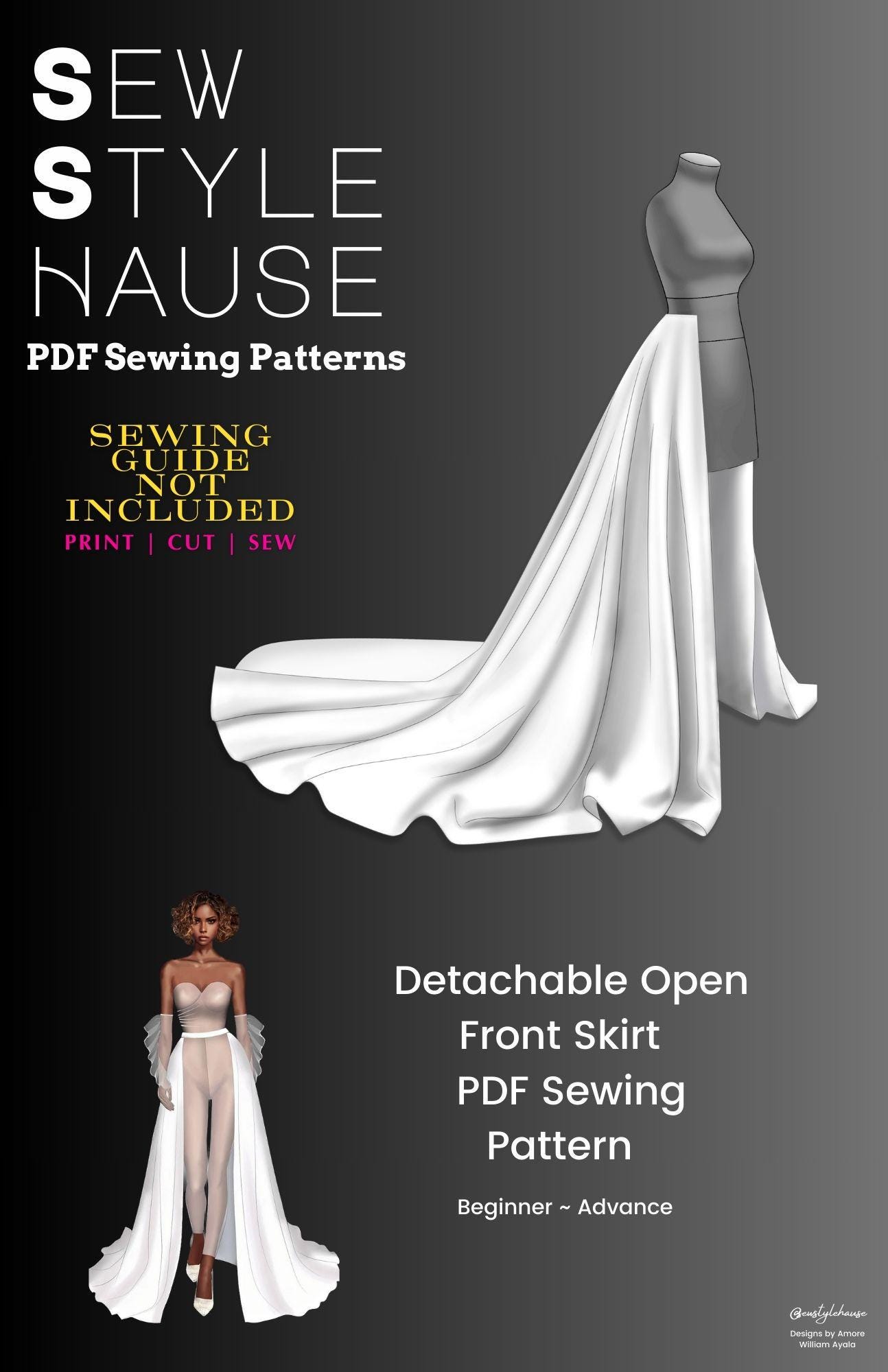 Open Front Detachable Skirt PDF Sewing Pattern