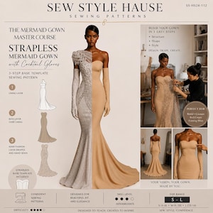 strapless mermaid dress pattern Sherri Hill 57792 - Long Brocade Mermaid Dress