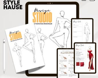 Design Studio - The Fashionista PDF Sketch Book  | A Procreate-friendly fashion design sketchbook