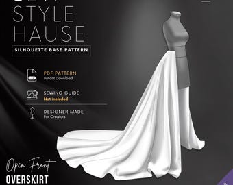 Open Front Detachable Overskirt PDF Sewing Pattern
