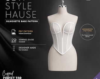 Cupped Corset Top | No Mesh Middle Panel  PDF Sewing Pattern