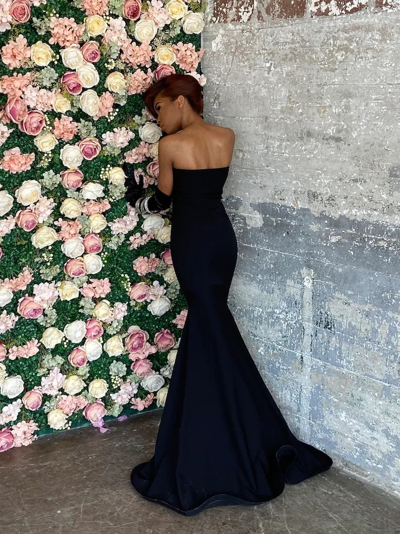 tight mermaid dress Berylove Women Light Pink Wedding Guest Dress Mermaid Ruffles Maxi Formal Dress with Slit, Light blue / S