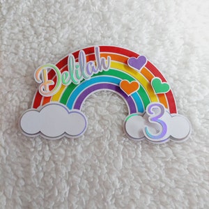 Personalised Bright Rainbow Cake Topper