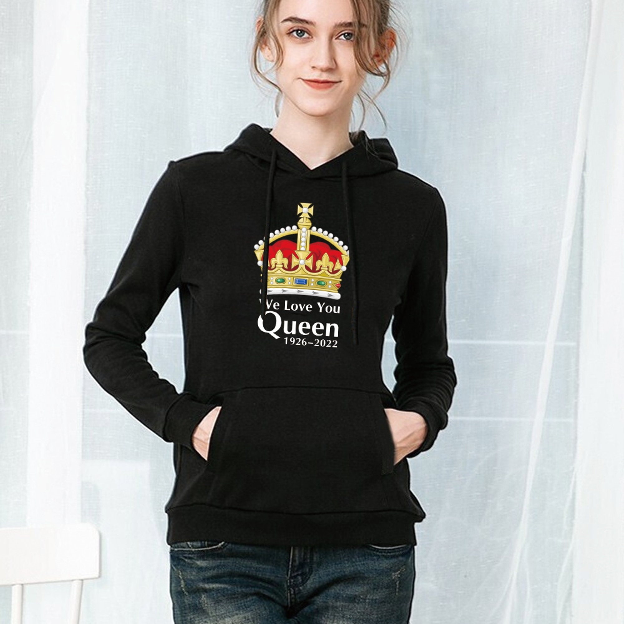 Discover Liz Rest in Peace Queen Elizabeth Crown Ladies Hooded Sweatshirt Hoodie RIP Her Majesty the Queen Elizabeth II 1926-2022 UK