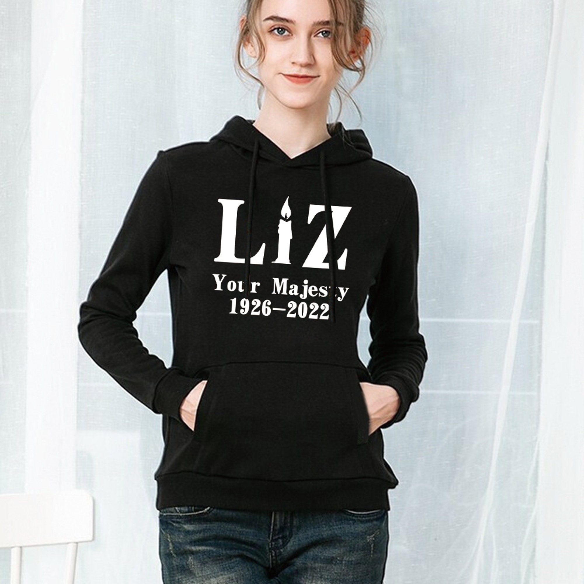 Discover Liz Rest in Peace Queen Elizabeth Crown Ladies Hooded Sweatshirt Hoodie RIP Her Majesty the Queen Elizabeth II 1926-2022 UK