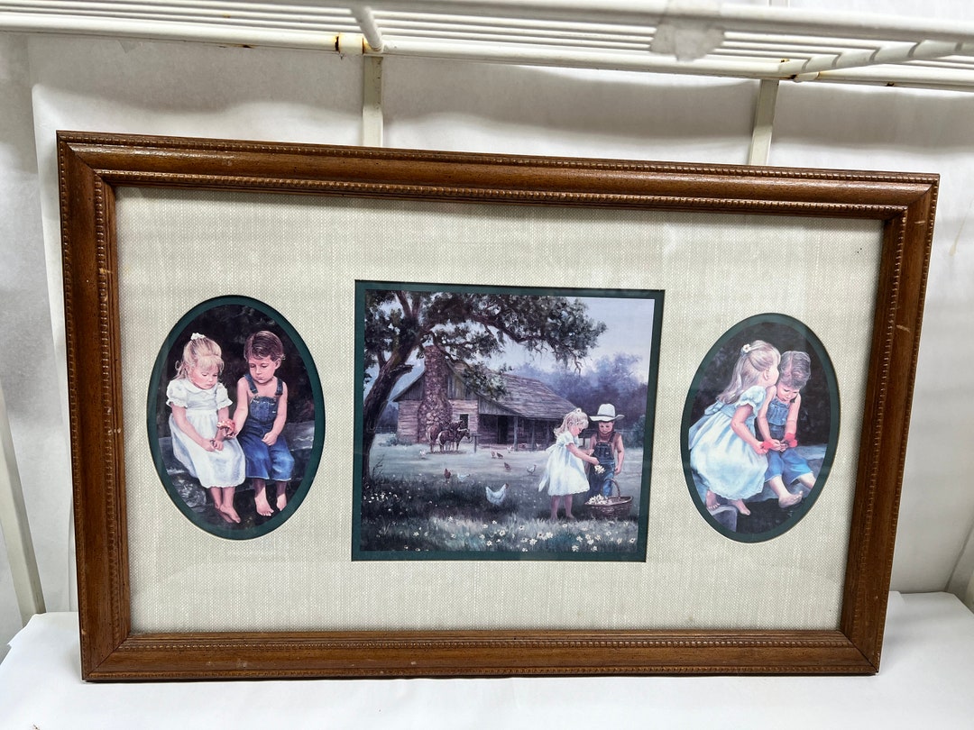 Home Interiors Homco Denim Days Framed Picture Etsy Il 45kq