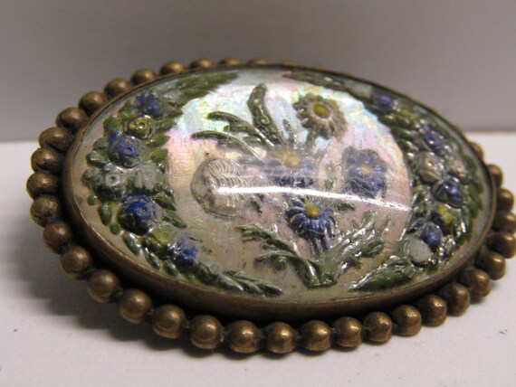 Antique Victorian Style Mother of Pearl & Floral … - image 2