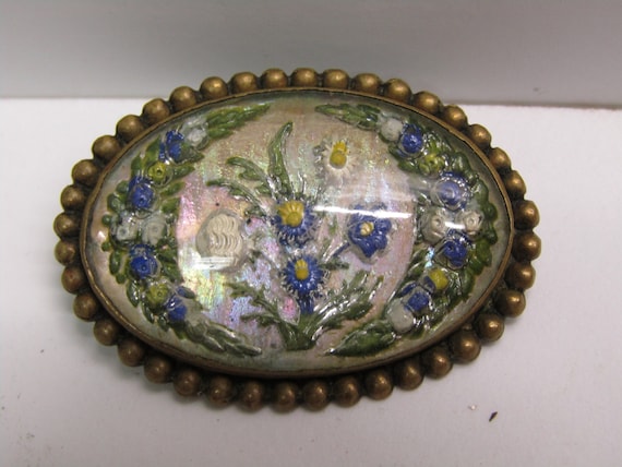 Antique Victorian Style Mother of Pearl & Floral … - image 1