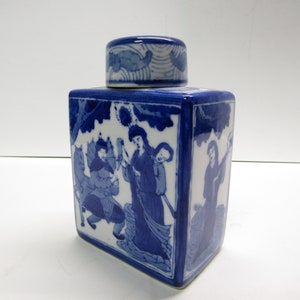 Hand Painted Porcelain Chinese Inspired Ginger Jar Tea Caddy (1B)