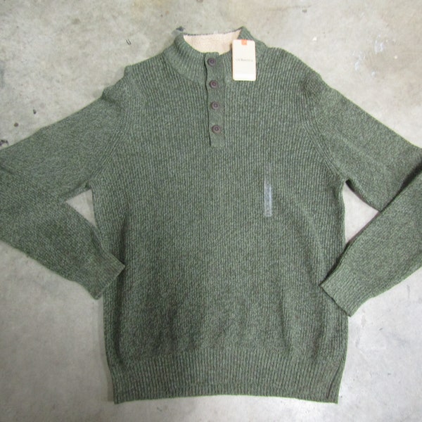 NWT G.H. Bass & Co Men XL Olive/Dark Green Cotton Pullover Sweater