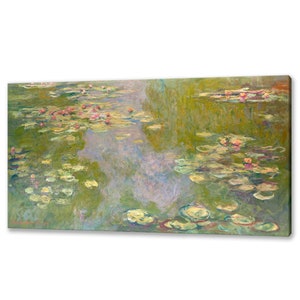 Water Lilies (1919) by Claude Monet Reproduction Landscape Art Impressionism Style Canvas Print Wall Art Picture Ready To Hang