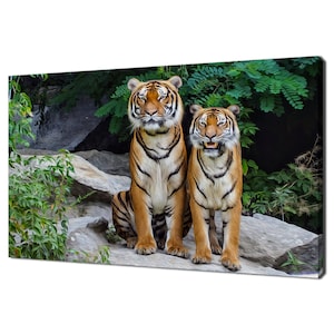 Tigers Animals Oil Painting Style Modern Design Home Decor Canvas Print Wall Art Picture