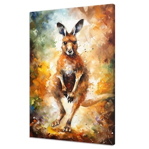 Colourful Running Kangaroo Animal Modern Painting Style Design Home Decor Canvas Print Wall Art Picture