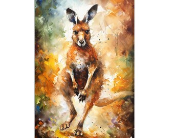 Buntes laufendes Känguru Tier Moderne Malerei Stil Design Home Decor Leinwand Wand Kunst Bild
