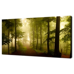 Stunning Misty Forest Woods Autumn Landscape Modern Design Home Decor Canvas Print Wall Art Picture