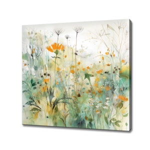 Beautiful Wild Flowers Field, Modern Floral Design Home Decor, Watercolour Painting Style Canvas Print Wall Art, Wild Flower Wall Art