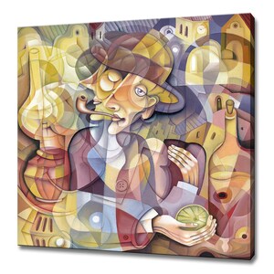 Colourful Cubism Art Man Portrait Modern Design Home Decor Canvas Print Wall Art Picture