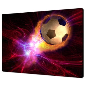 Burning Soccer Ball, Football On Fire Sport Modern Design Home Decor Canvas Print Wall Art Picture