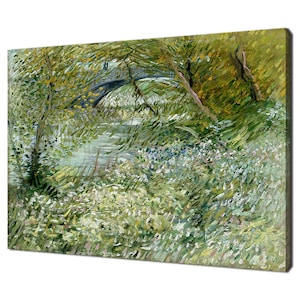 Flussufer im Frühling (1887) von Vincent Van Gogh Reproduktion Wohnkultur Leinwand Wandkunst fertig zum Aufhängen
