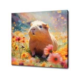 Cute Guinea Pig Canvas Print, Gift For Guinea Pig Lover, Colourful Guinea Pig Portrait Painting Print, Guinea Pig Pet Wall Art