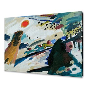 Wassily Kandinsky Paesaggio romantico (1911) Design classico Decorazione astratta Riproduzione Stampa su tela Immagine artistica da parete