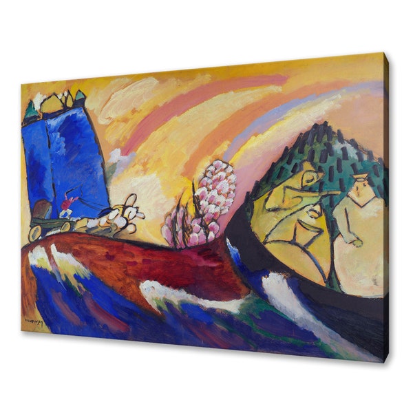 Peinture de Wassily Kandinsky avec la troïka (1911) Reproduction sur toile, décoration classique, décoration abstraite, impression sur toile, art mural