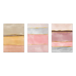 Minimalist Abstract Art, Pastel Pink Yellow Neutral Watercolour Abstract Wall Art, Set Of 3 Prints Modern Canvas Print Wall Art Home Decor