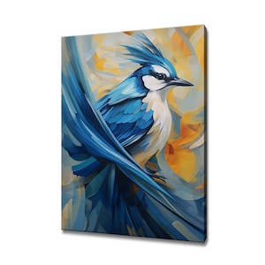 Beautiful Blue Jay Bird Painting Canvas Print, Birds Modern Design Home Wall Decor, Nature Canvas Print Wall Art, Gift For Bird Lover