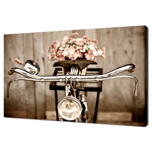 Old Vintage Bicycle With Flowers Modern Design Home Decor Canvas Print Wall Art Picture Wall Hanging