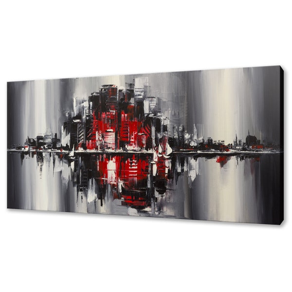 Rot Schwarz Urban Stadt Abstraktes Design Modernes Design Wohnkultur Leinwand Wand Kunst Bild