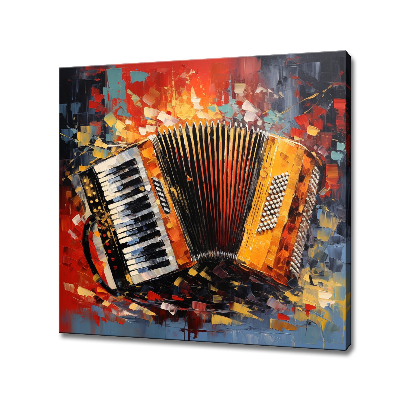 Accordion Music Colourful Painting Style Canvas Print Wall Art