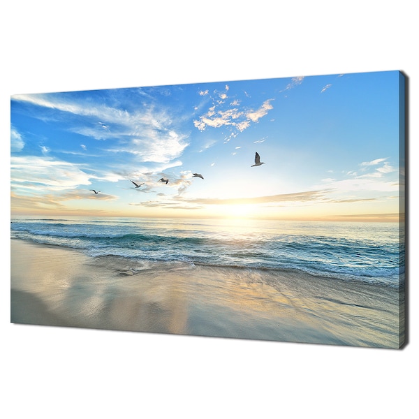 Möwen fliegen über blaues Meer bei Sonnenuntergang Meer Meer modernes Design Wohnkultur Leinwand Druck Wand Kunst Bild