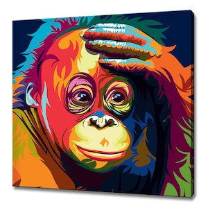 Abstract Colourful Orangutan Animal Modern Design Home Decor Canvas Print Wall Art Picture Wall Hanging