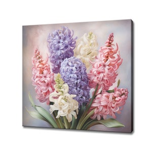 Beautiful Hyacinth Flowers Bouquet Canvas Print Wall Art, Modern Floral Design Home Decor, Botanical Flowers Art, Gift For Flowers Lover