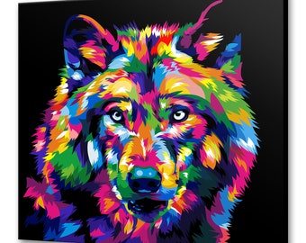 Wolf Abstract Colourful Animal Modern Design Home Decor Canvas Print Wall Art Picture Wall Hanging