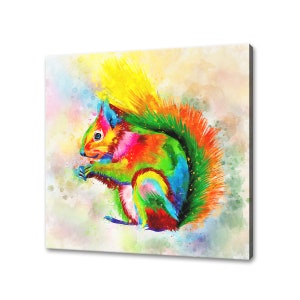 Squirrel Colourful Watercolour Abstract Animal Modern Design Home Decor Canvas Print Wall Art Picture