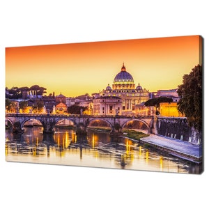 San Pietro Basilica And Ponte Sant Angelo Italy Modern Design Home Decor Canvas Print Wall Art Picture