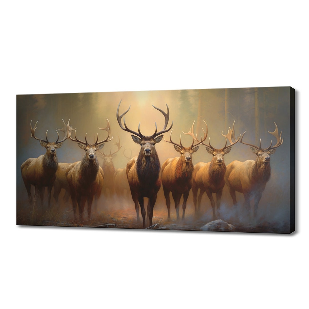 Deer Herd in the Sunny Forest Canvas Print, Wildlife Inspired Art ...