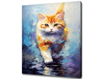 Beautiful British Shorthair Cat Canvas Print, Gift For Cat Lovers, Colourful Cat Portrait Painting Print Animal, Pet Cat Wall Art Wall Print