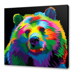 Beautiful Colourful Wild Bear Abstract Animal Canvas Print Wall Art Picture Modern Design
