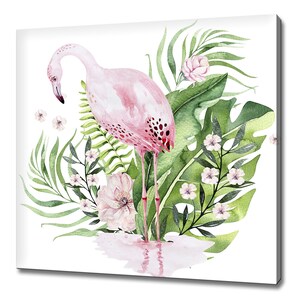 Watercolour Picture Of Tropical Flamingo Bird Modern Design Home Decor Canvas Print Wall Art Picture