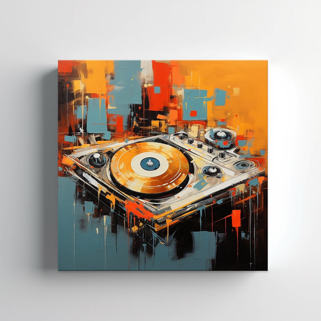 Music DJ Deck Colourful Painting Style Canvas Print Wall Art
